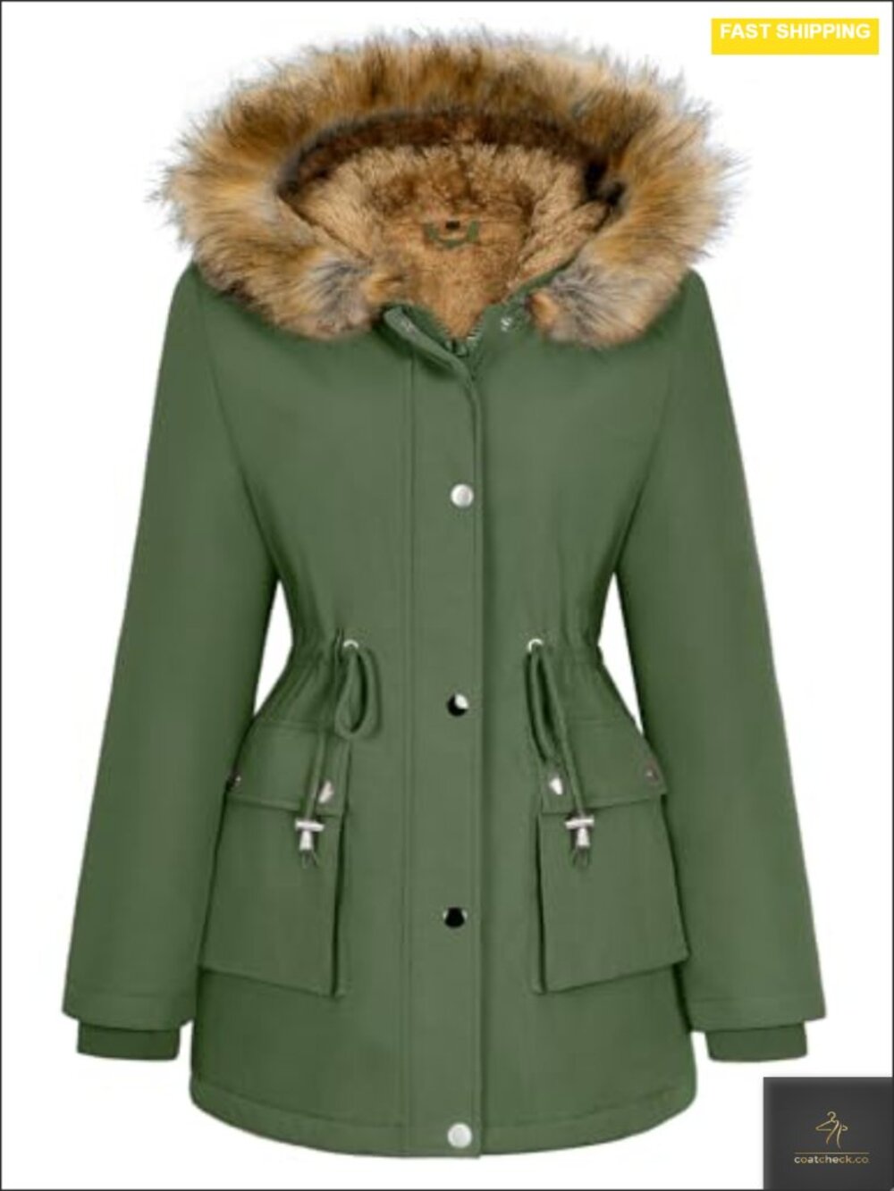 Women's Winter Parka Coat Water-Repellent Fleece-Lined Hooded
